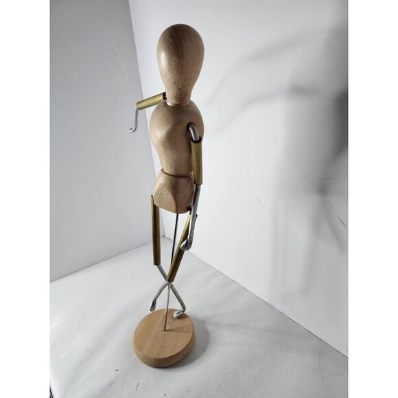 VTG Wood Metal Mannequin Figurine Doll Statue Movable Jointed Modern Decorative - Picture 4 of 7